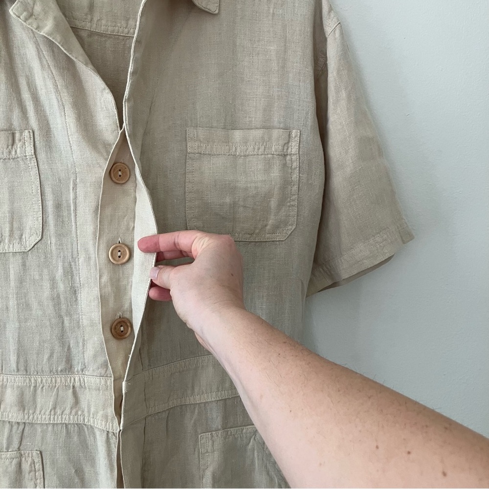 NWOT MATE the Label • Linen Short Sleeve Jumpsuit in Natural - Picture 7 of 14